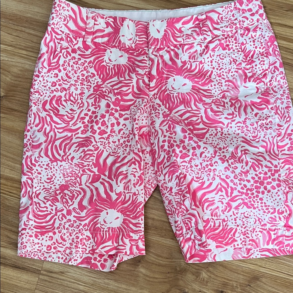 Lilly Pulitzer chipper Women’s Pink Leopard-Print Stretch Shorts size 0